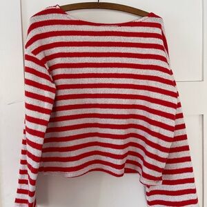 H&M Stripes Red And White Bell Sleeves Knit Size M